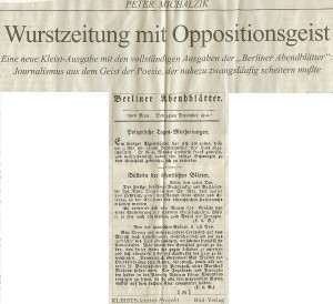 Kleist Berliner Abendblätter SZ 25. 26. 10.97
