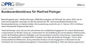 DPRG Bundesverdienstkreuz für Piwinger