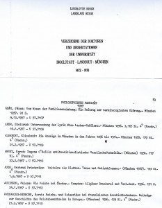 Diss.verzeichnis München 1978 Univ.bibliothek Bd. 8